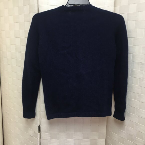 Vintage Braemar intl. scottish shetland navy wool cardigan sweater size 36 small - Picture 11 of 14